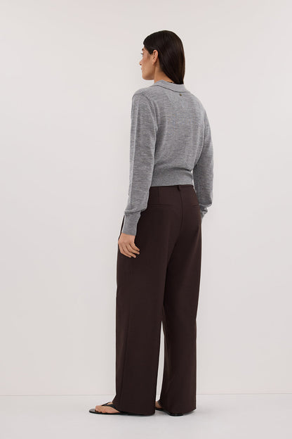 KYRA SILVER LONG SLEEVE MERINO WOOL CARDIGAN
