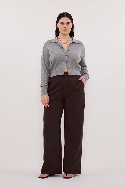 KYRA SILVER LONG SLEEVE MERINO WOOL CARDIGAN