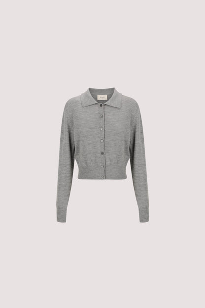 KYRA SILVER LONG SLEEVE MERINO WOOL CARDIGAN