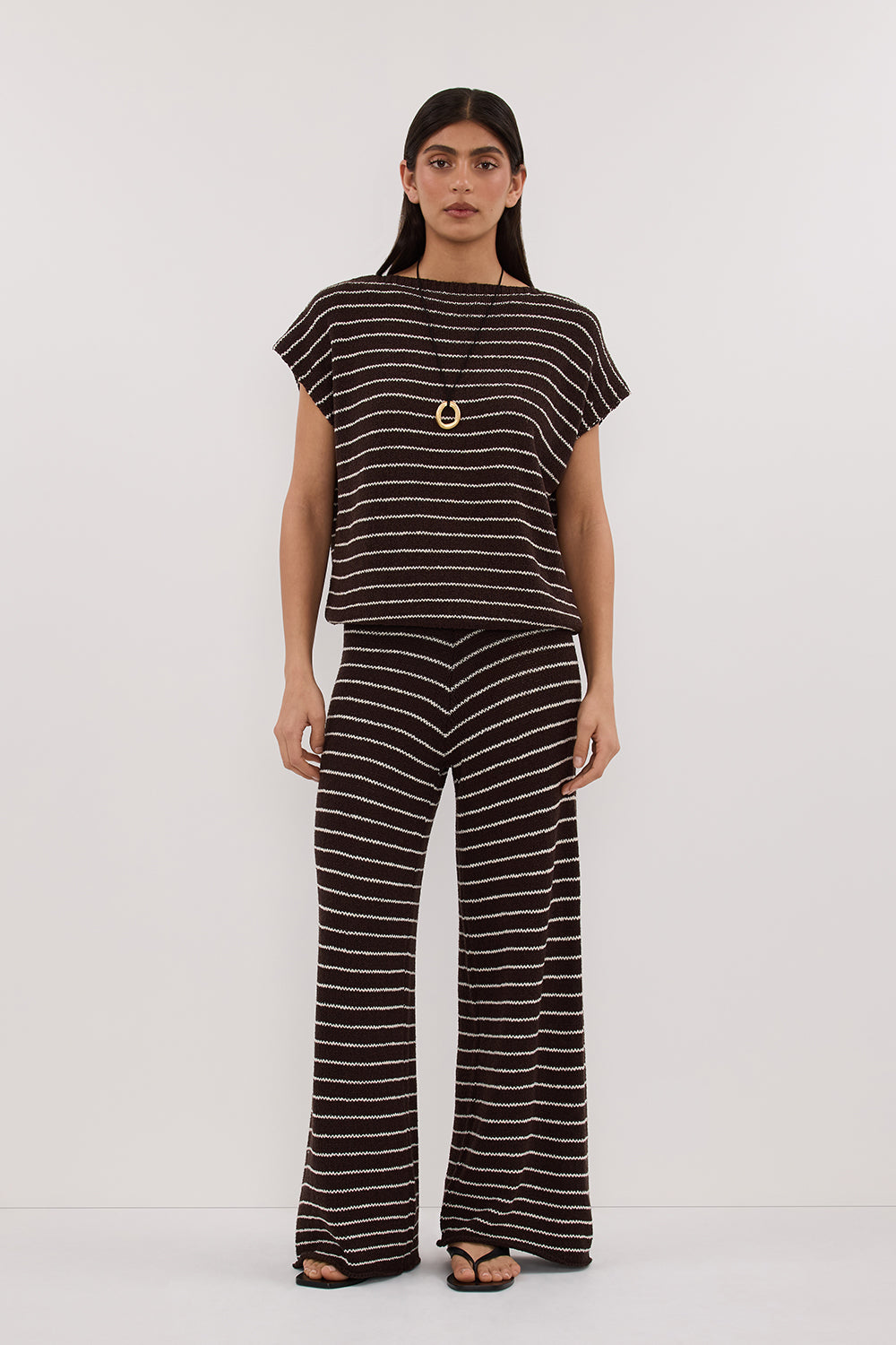 ASPEN CHOC STRIPE KNIT TOP