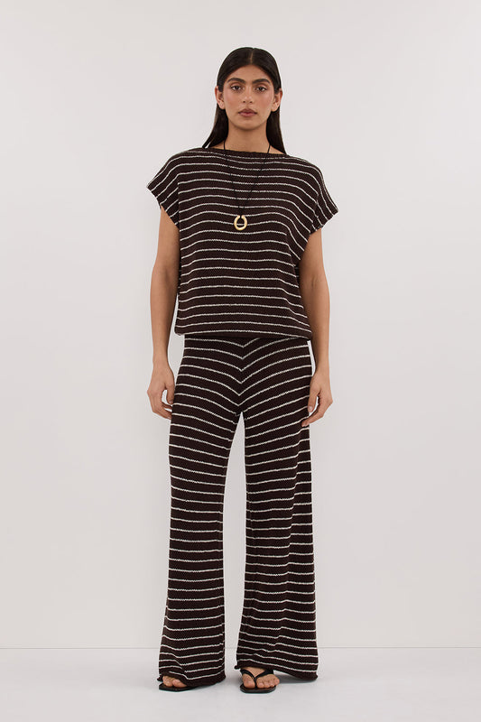 ASPEN CHOC STRIPE KNIT TOP