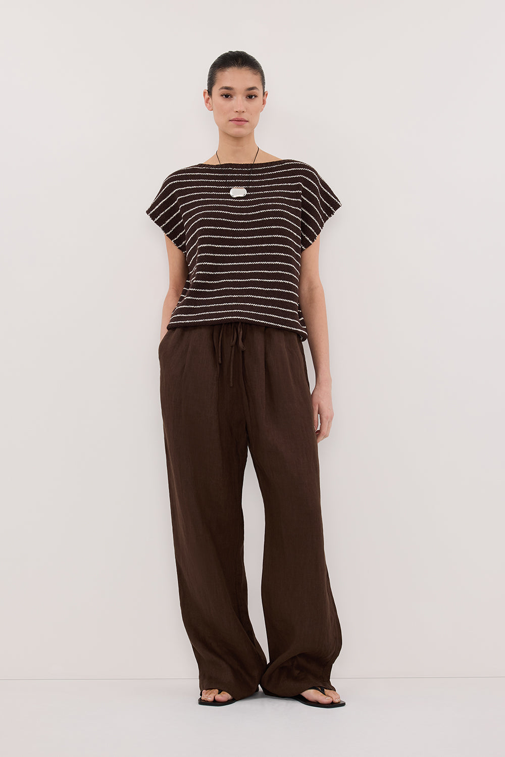 ASPEN CHOC STRIPE KNIT TOP