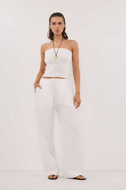 KARA OFF WHITE STRAPLESS BANDEAU KNIT TOP