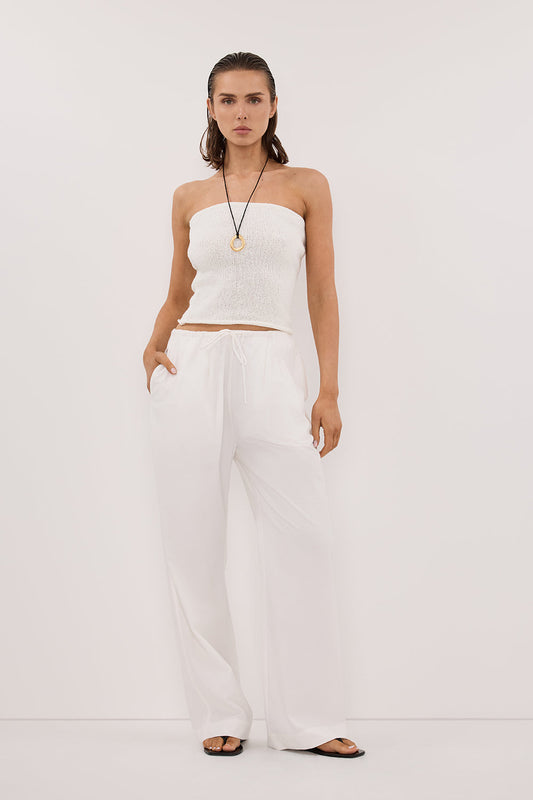 KARA OFF WHITE STRAPLESS BANDEAU KNIT TOP