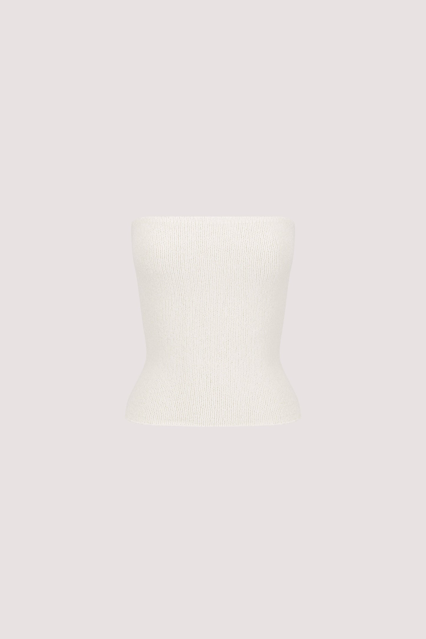 KARA OFF WHITE STRAPLESS BANDEAU KNIT TOP