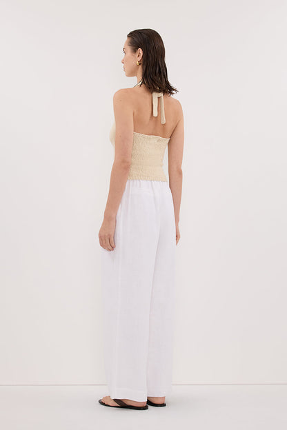DINA NATURAL SLEEVELESS HALTER KNIT TOP