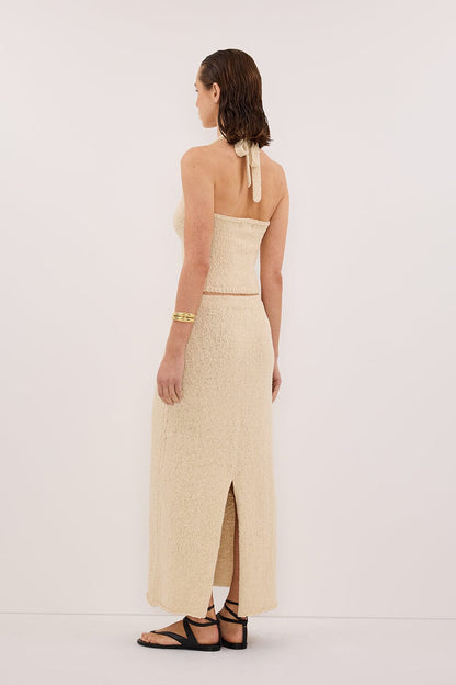 DINA NATURAL SLEEVELESS HALTER KNIT TOP