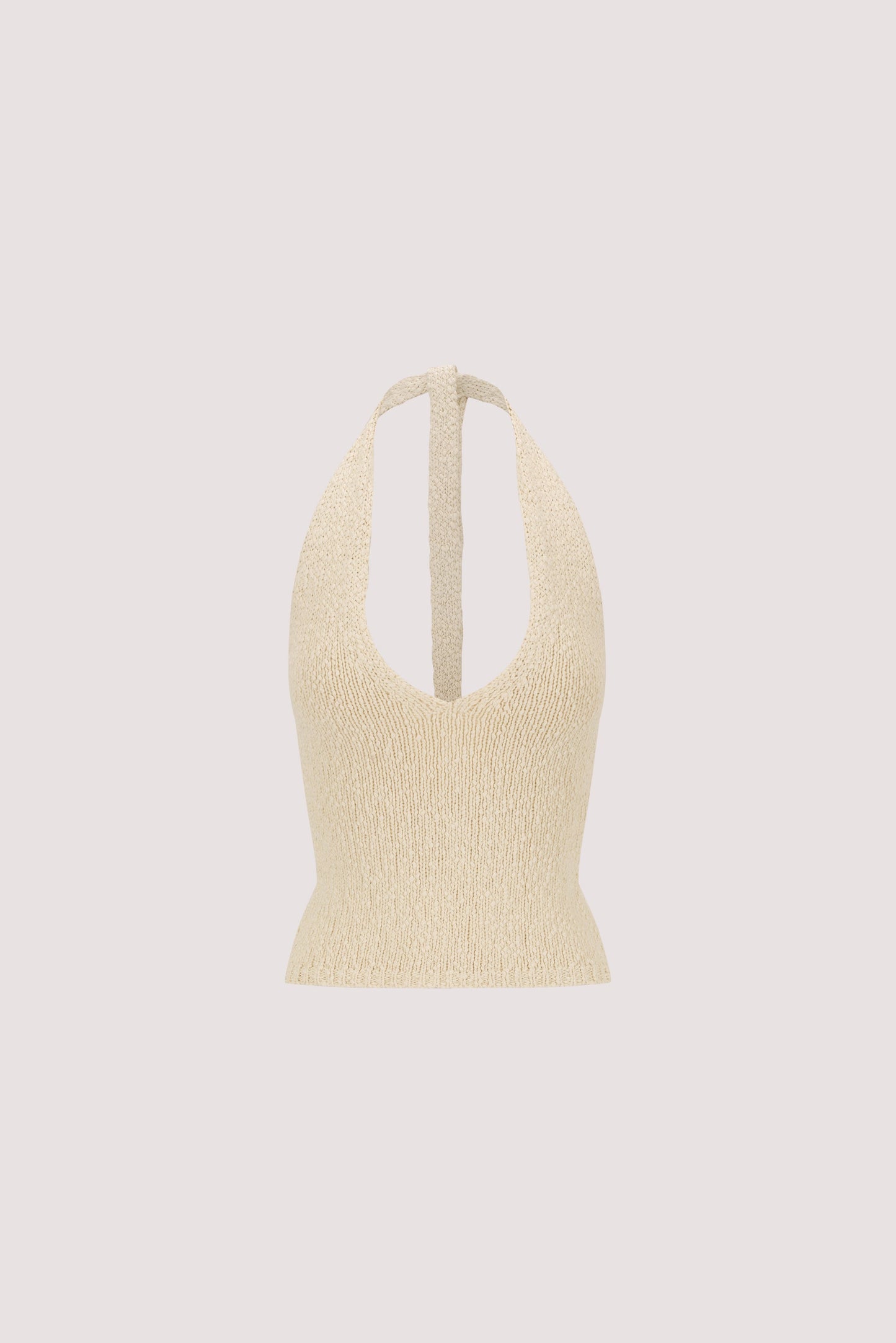DINA NATURAL SLEEVELESS HALTER KNIT TOP