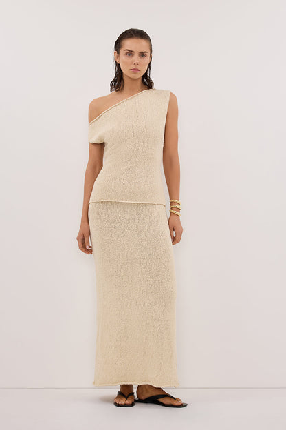 DINA NATURAL COTTON ASYM KNIT TOP