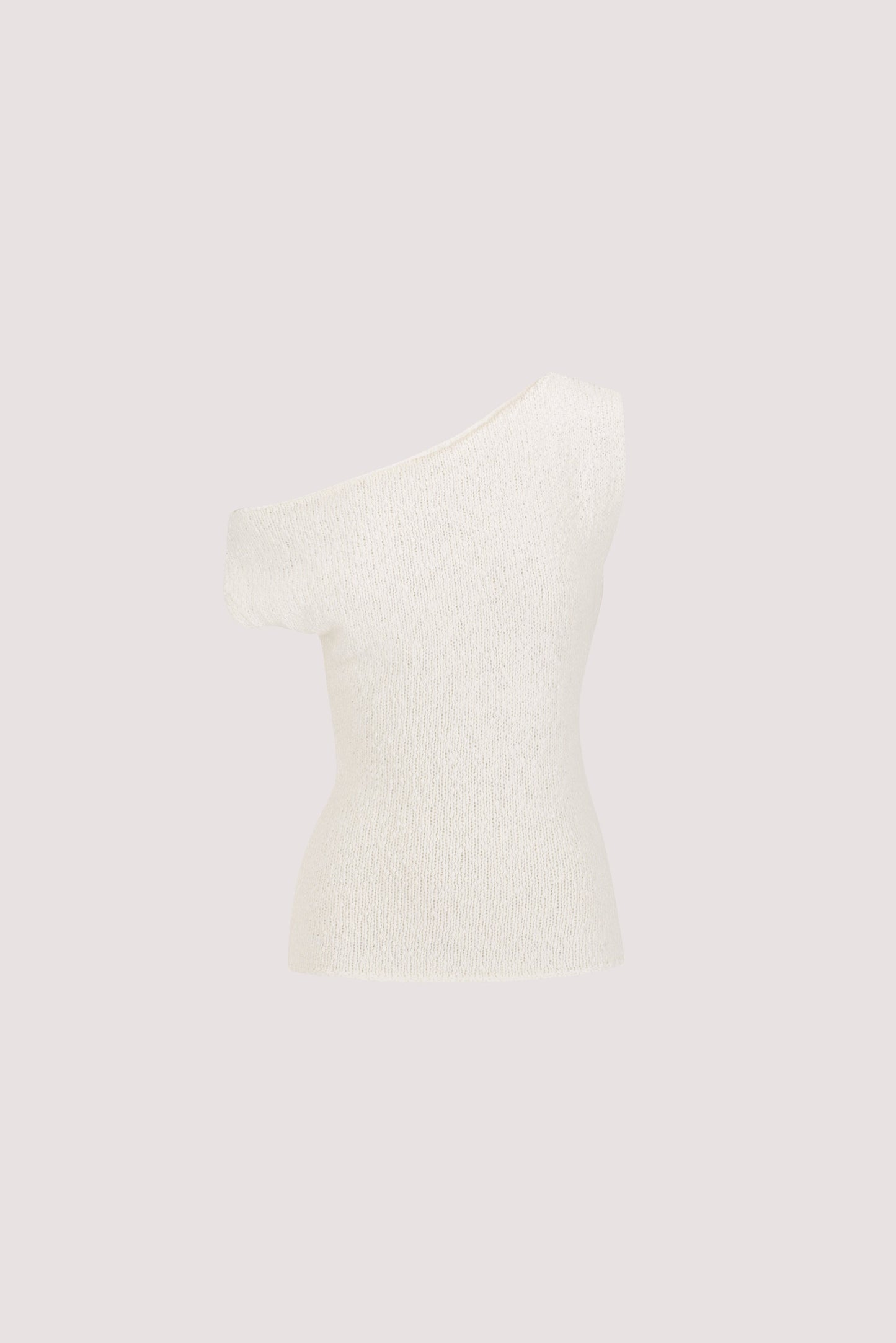 DINA OFF WHITE COTTON ASYM KNIT TOP