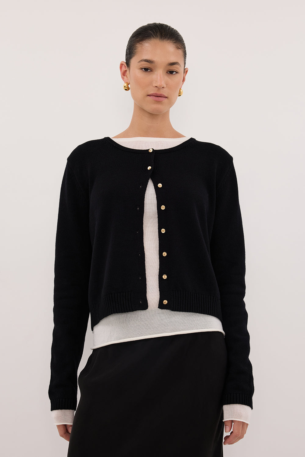 LISE BLACK LIGHT KNIT CARDIGAN