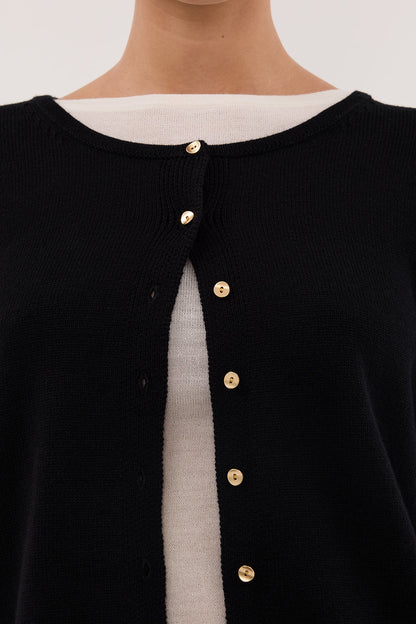 LISE BLACK LIGHT KNIT CARDIGAN