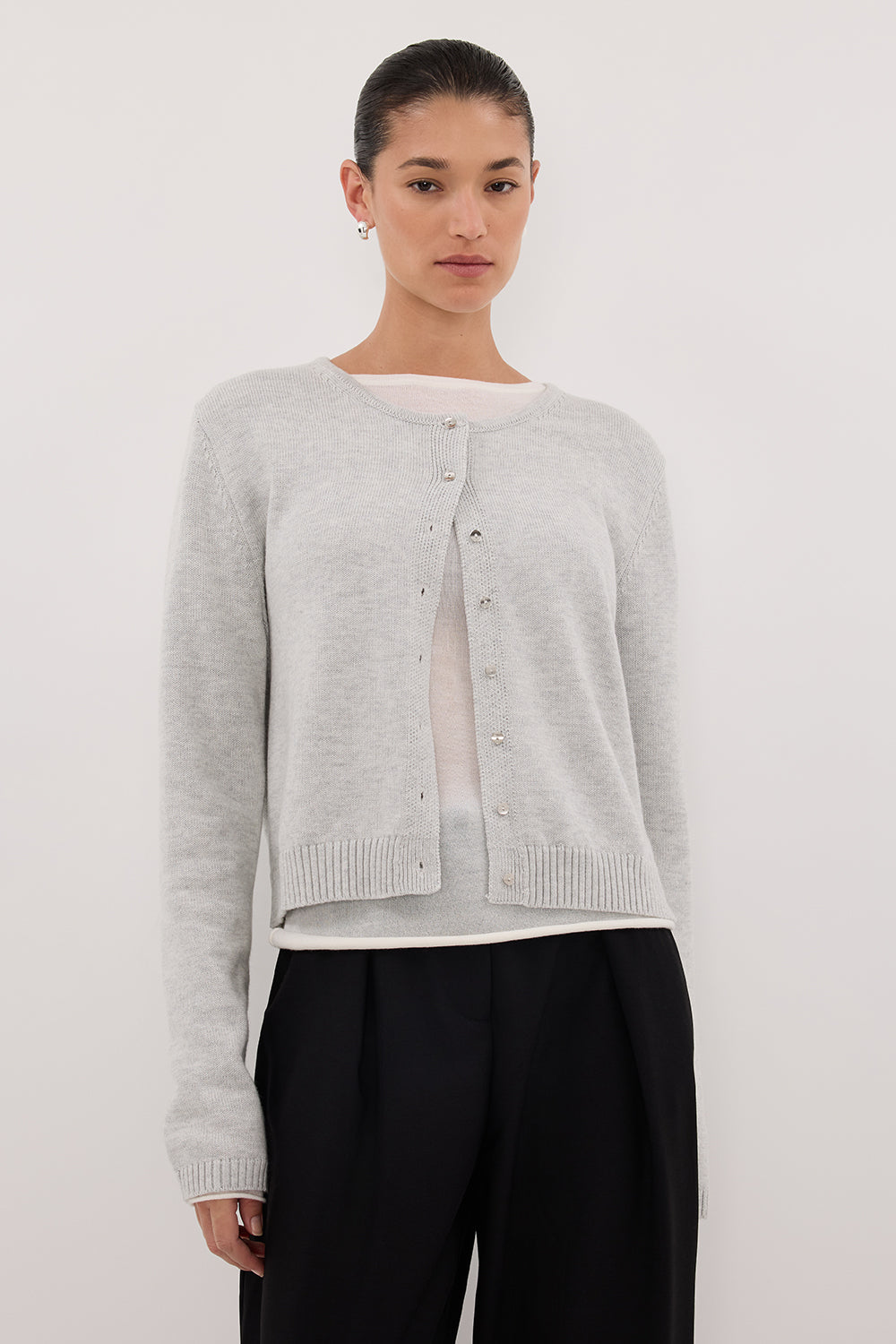 LISE SILVER LIGHT KNIT CARDIGAN