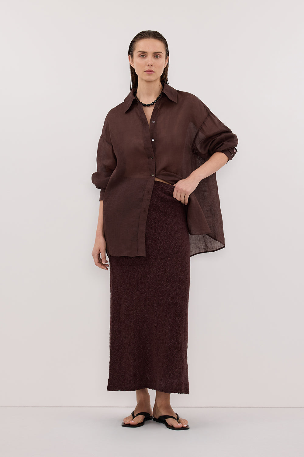 DINA CHOC KNIT MIDI SKIRT