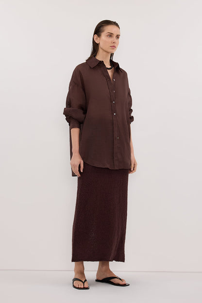 DINA CHOC KNIT MIDI SKIRT