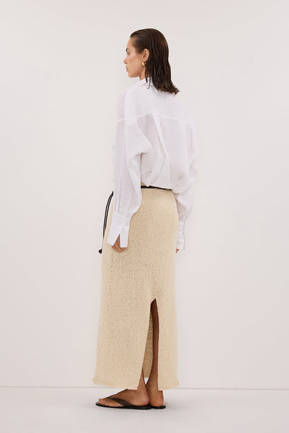 DINA NATURAL KNIT MIDI SKIRT