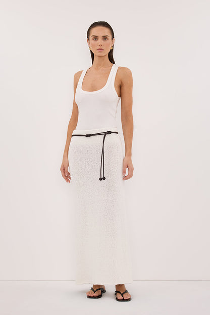 DINA OFF WHITE KNIT MIDI SKIRT