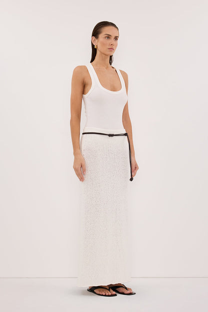 DINA OFF WHITE KNIT MIDI SKIRT