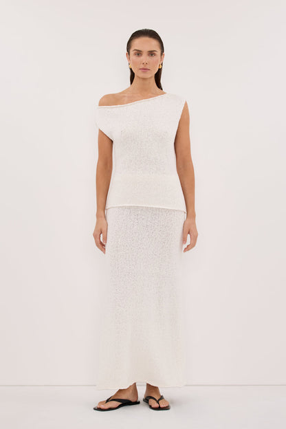 DINA OFF WHITE KNIT MIDI SKIRT