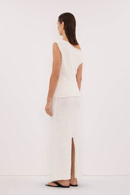 DINA OFF WHITE KNIT MIDI SKIRT