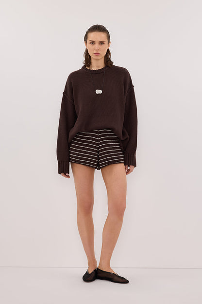ASPEN CHOC STRIPE KNIT SHORT