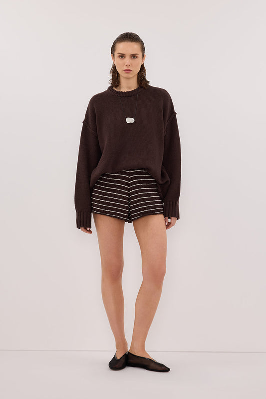 ASPEN CHOC STRIPE KNIT SHORT