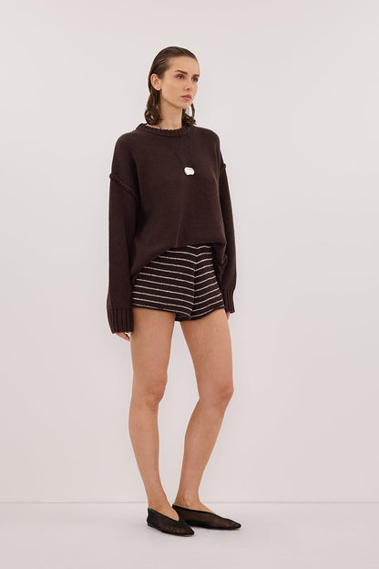 ASPEN CHOC STRIPE KNIT SHORT