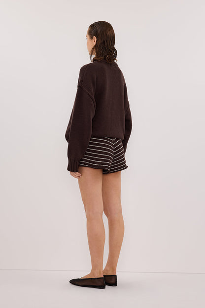 ASPEN CHOC STRIPE KNIT SHORT
