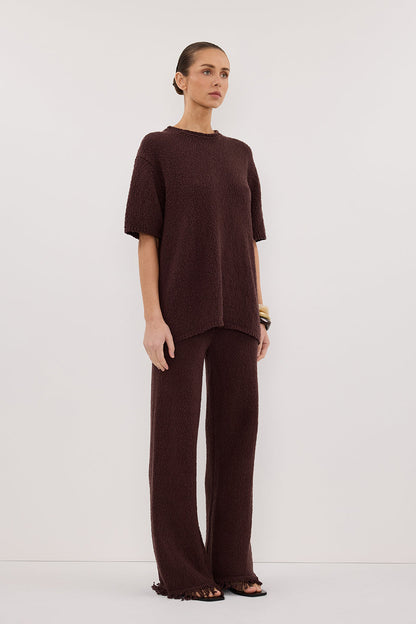 SUE CHOC FRINGE KNIT PANT