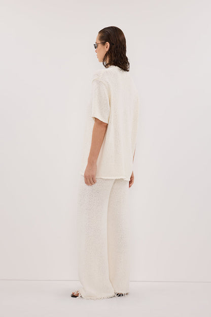 SUE OFF WHITE FRINGE KNIT PANT