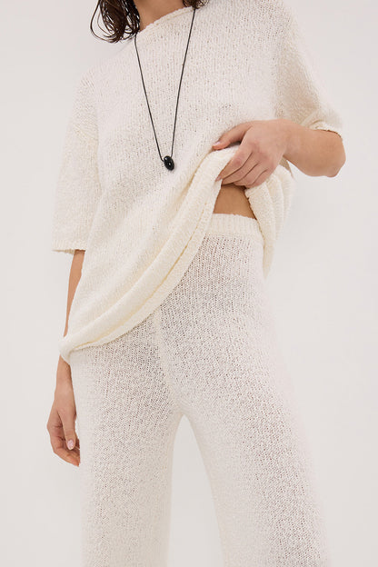 SUE OFF WHITE FRINGE KNIT PANT