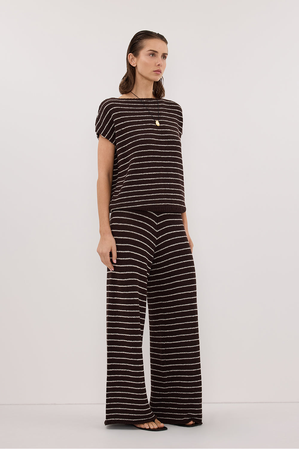 ASPEN CHOC STRIPE KNIT PANT