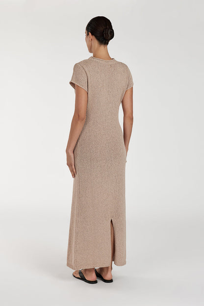 LEO TAN KNIT MIDI DRESS