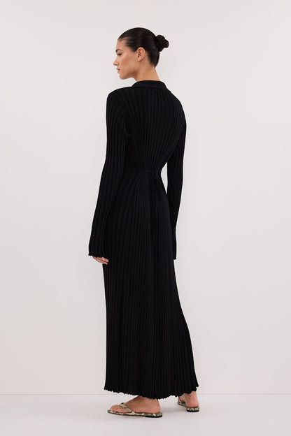HAL BLACK LONG SLEEVE KNIT MIDI DRESS