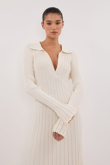 HAL PLASTER LONG SLEEVE KNIT MIDI DRESS