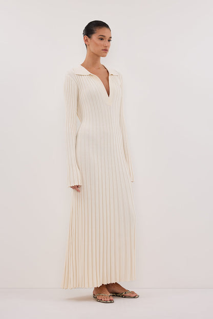 HAL PLASTER LONG SLEEVE KNIT MIDI DRESS