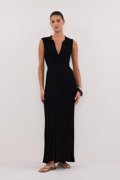 HAL BLACK SLEEVELESS KNIT MAXI DRESS