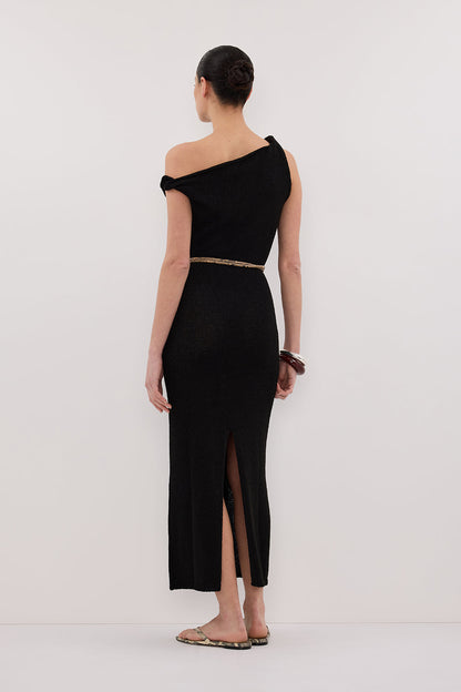 KARA BLACK KNIT SLEEVELESS MIDI DRESS