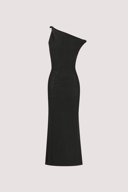 KARA BLACK KNIT SLEEVELESS MIDI DRESS