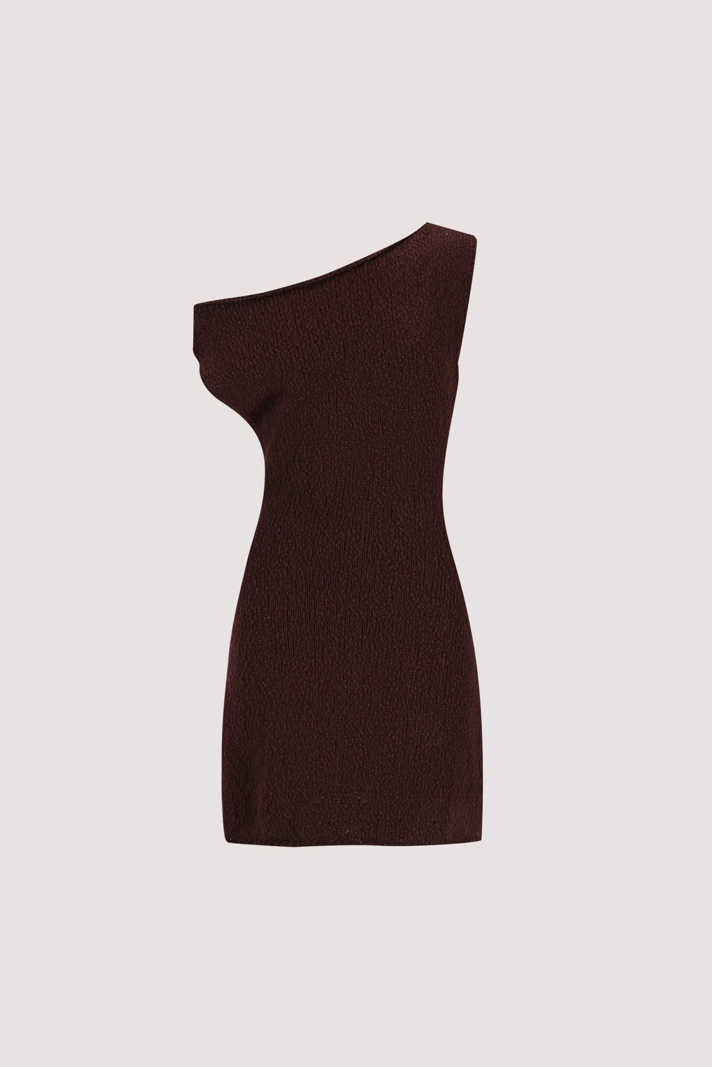 DINA CHOC ASYM KNIT MINI DRESS