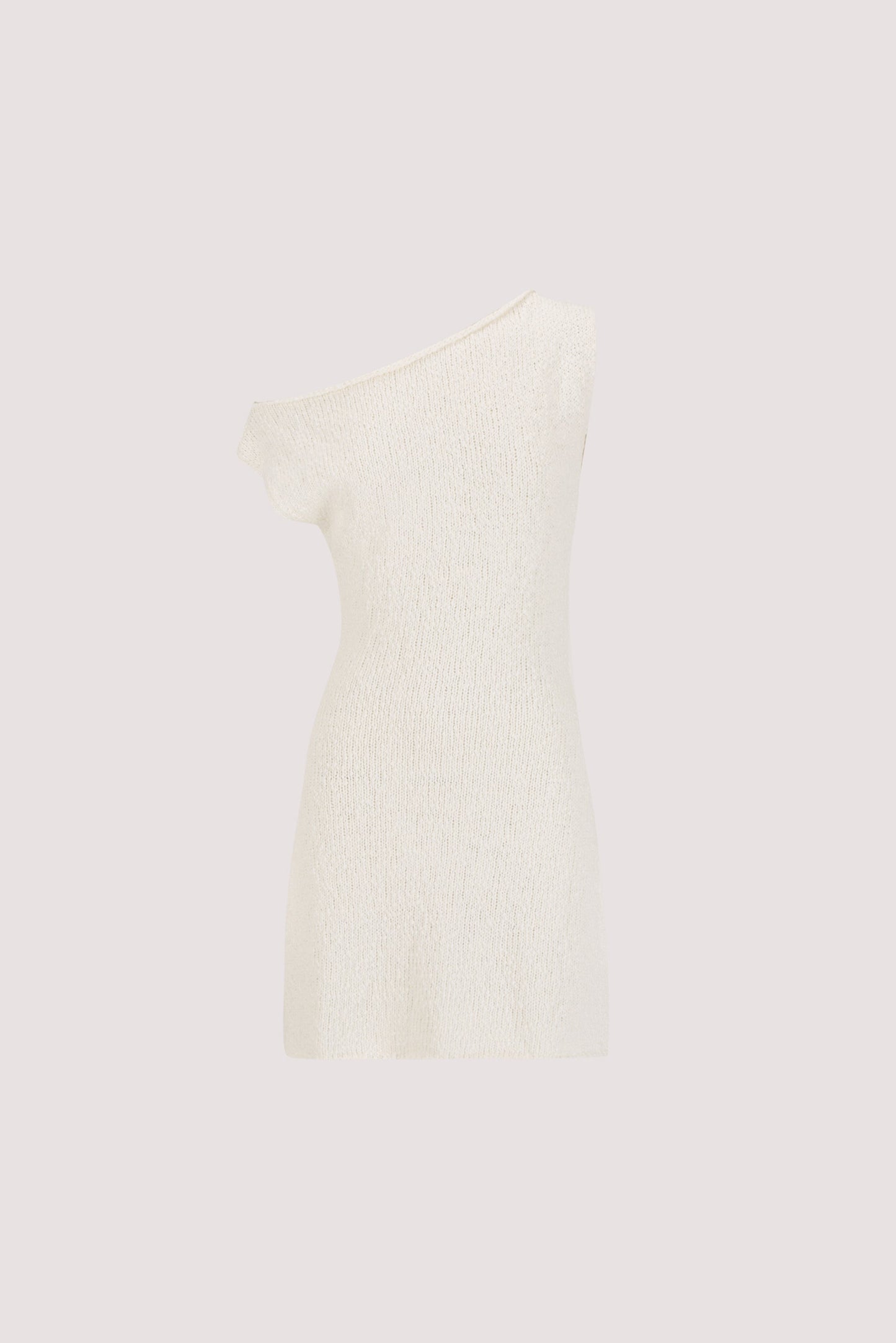 DINA OFF WHITE ASYM KNIT MINI DRESS